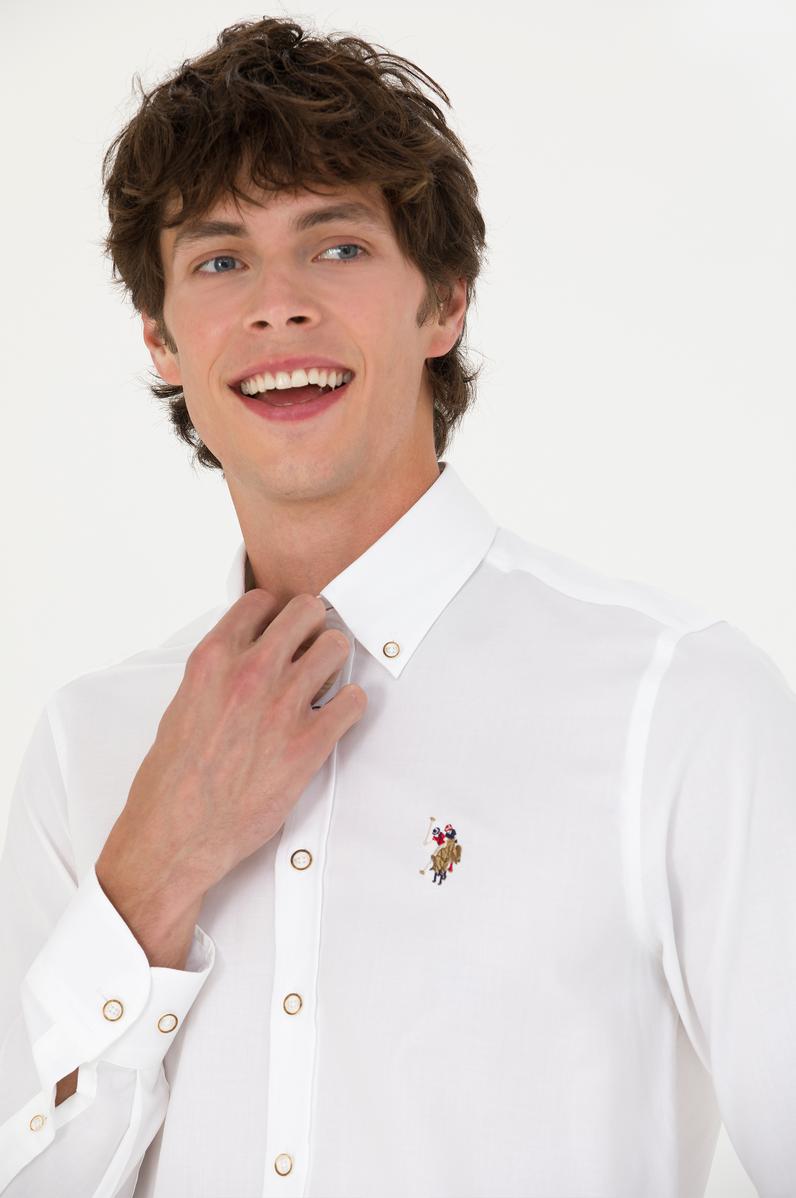 Erkek Beyaz Uzun Kollu Basic Gömlek