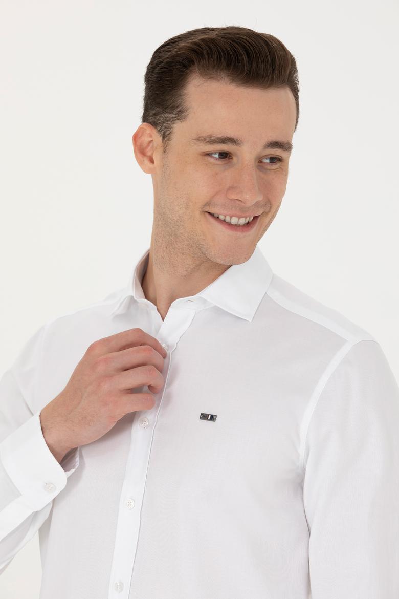 Erkek Beyaz Uzun Kollu Basic Gömlek - 50271279015