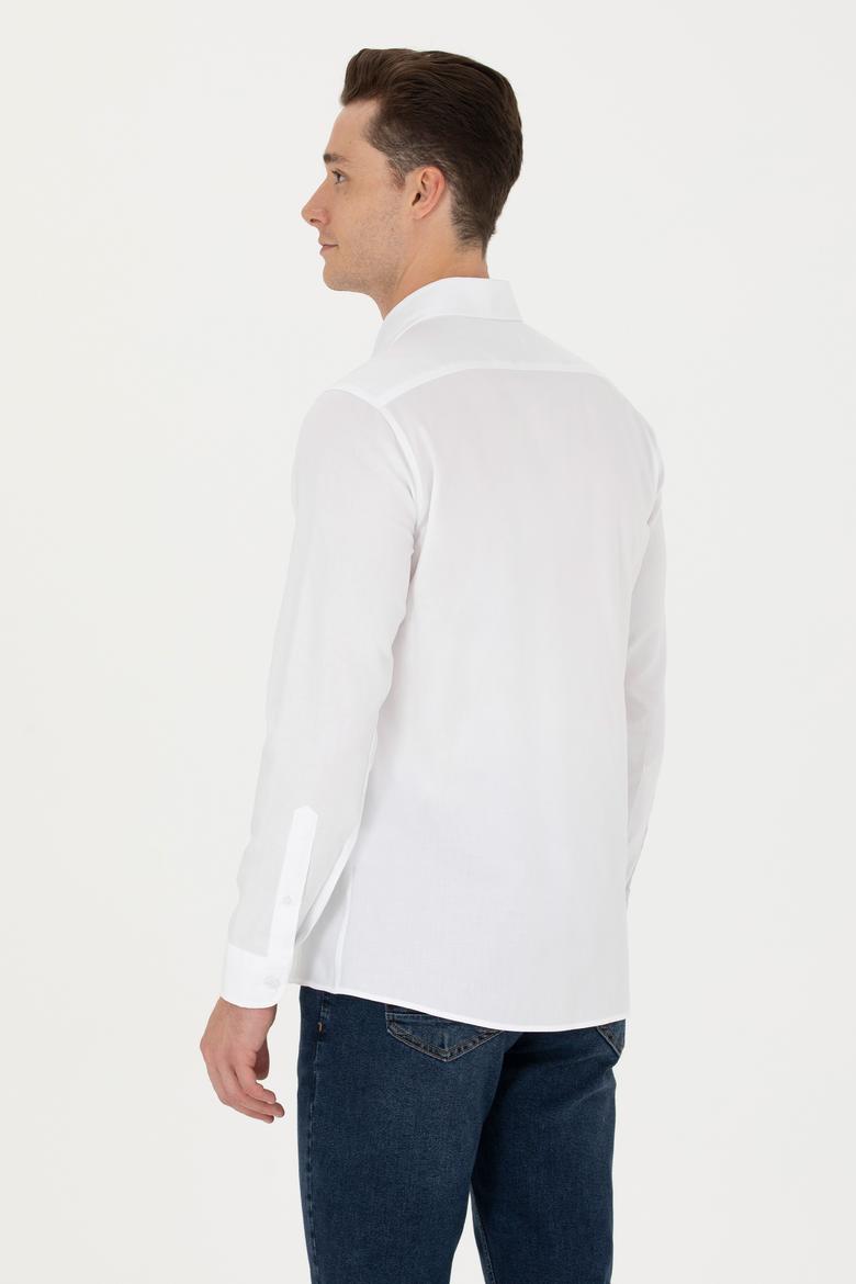 Erkek Beyaz Uzun Kollu Basic Gömlek - 50271279015