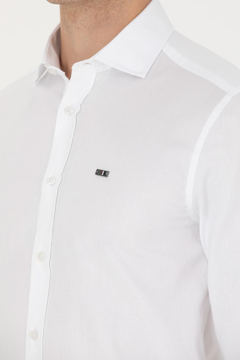 Erkek Beyaz Uzun Kollu Basic Gömlek - 50271279015