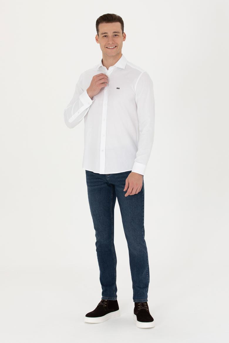 Erkek Beyaz Uzun Kollu Basic Gömlek - 50271279015