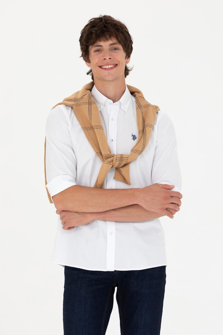 Erkek Beyaz Uzun Kollu Basic Gömlek