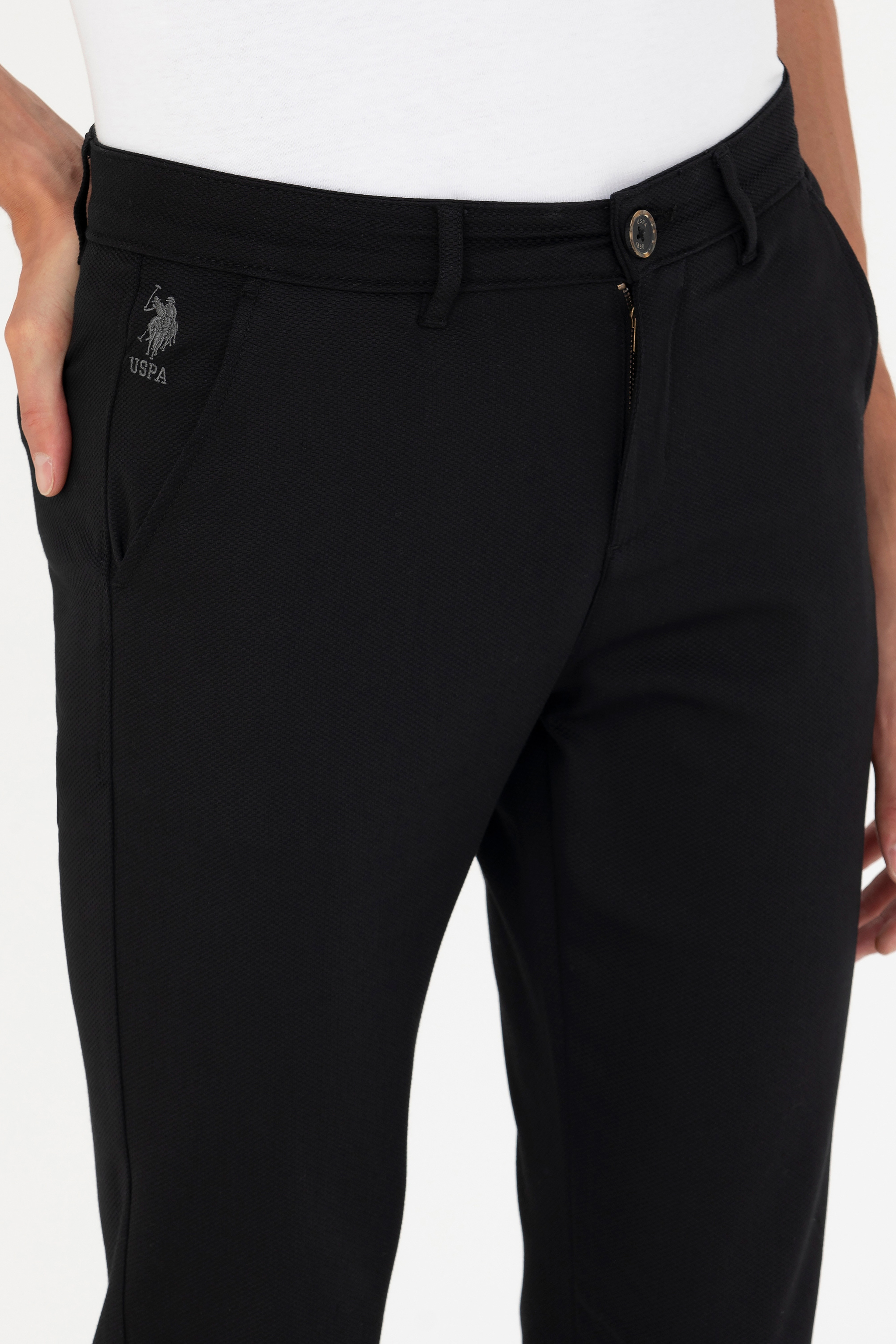 Erkek Slim Fit Siyah Kanvas / Chino Pantolon