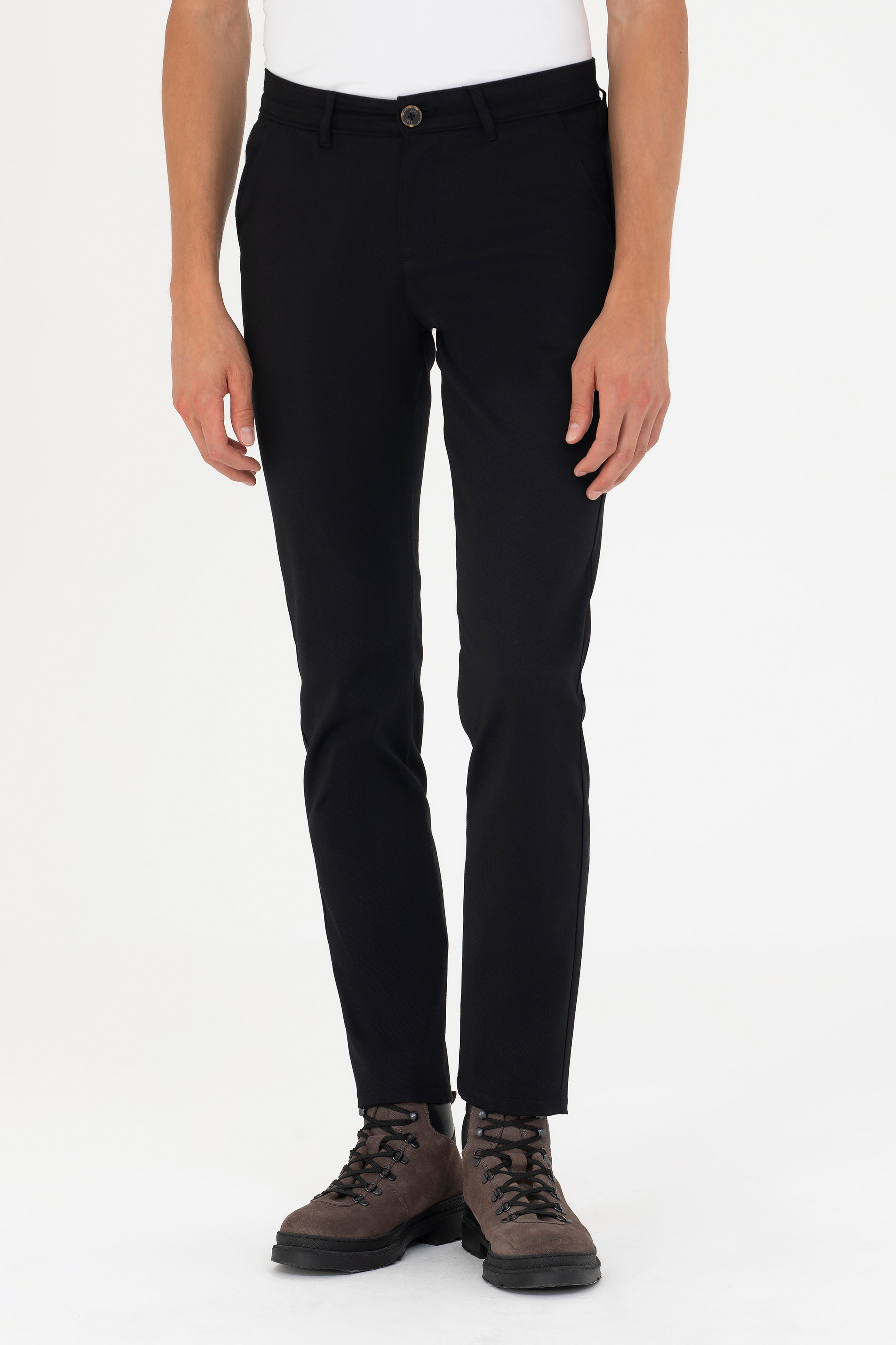 Erkek Slim Fit Siyah Kanvas / Chino Pantolon