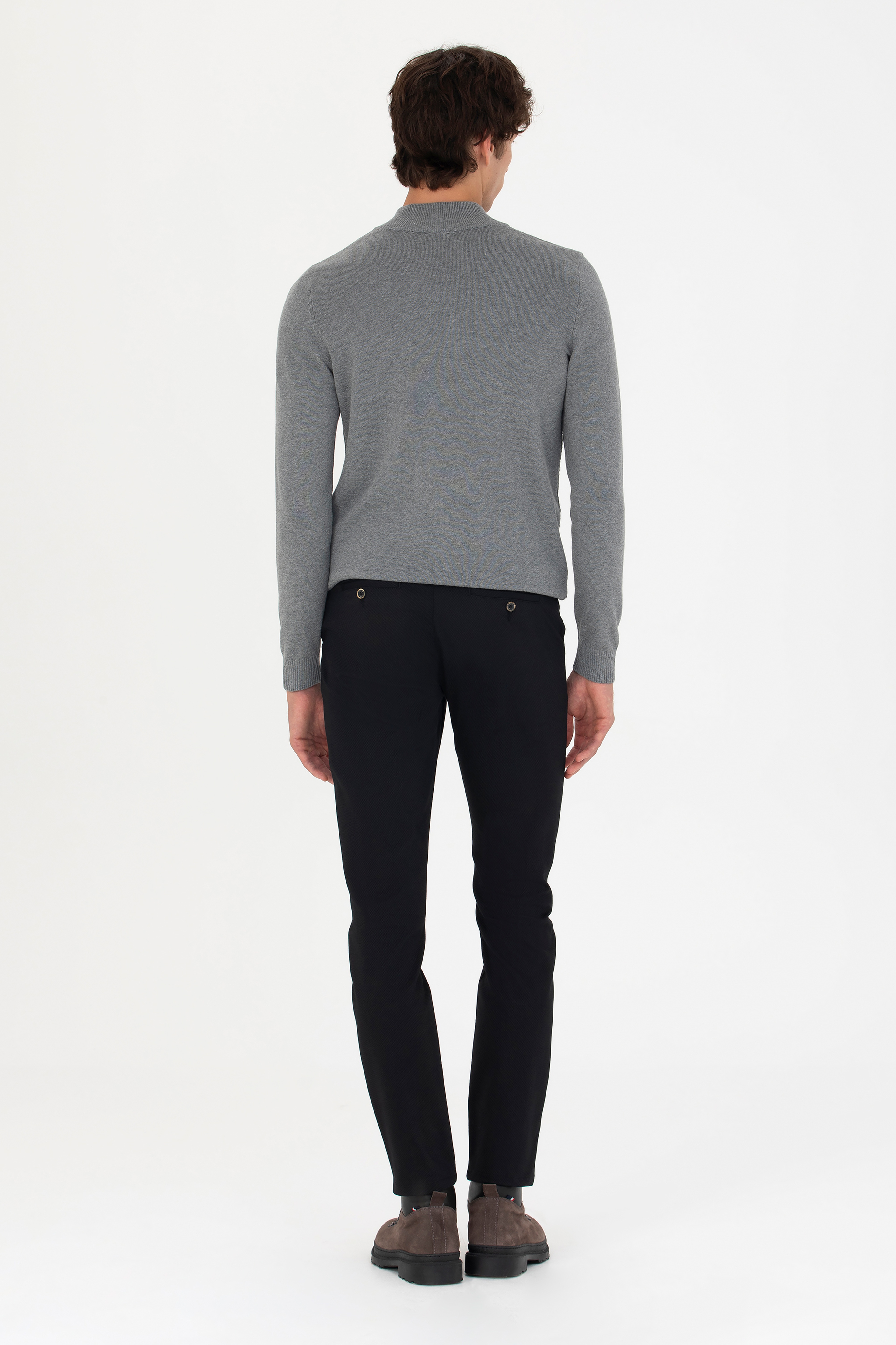Erkek Slim Fit Siyah Kanvas / Chino Pantolon - Image 4