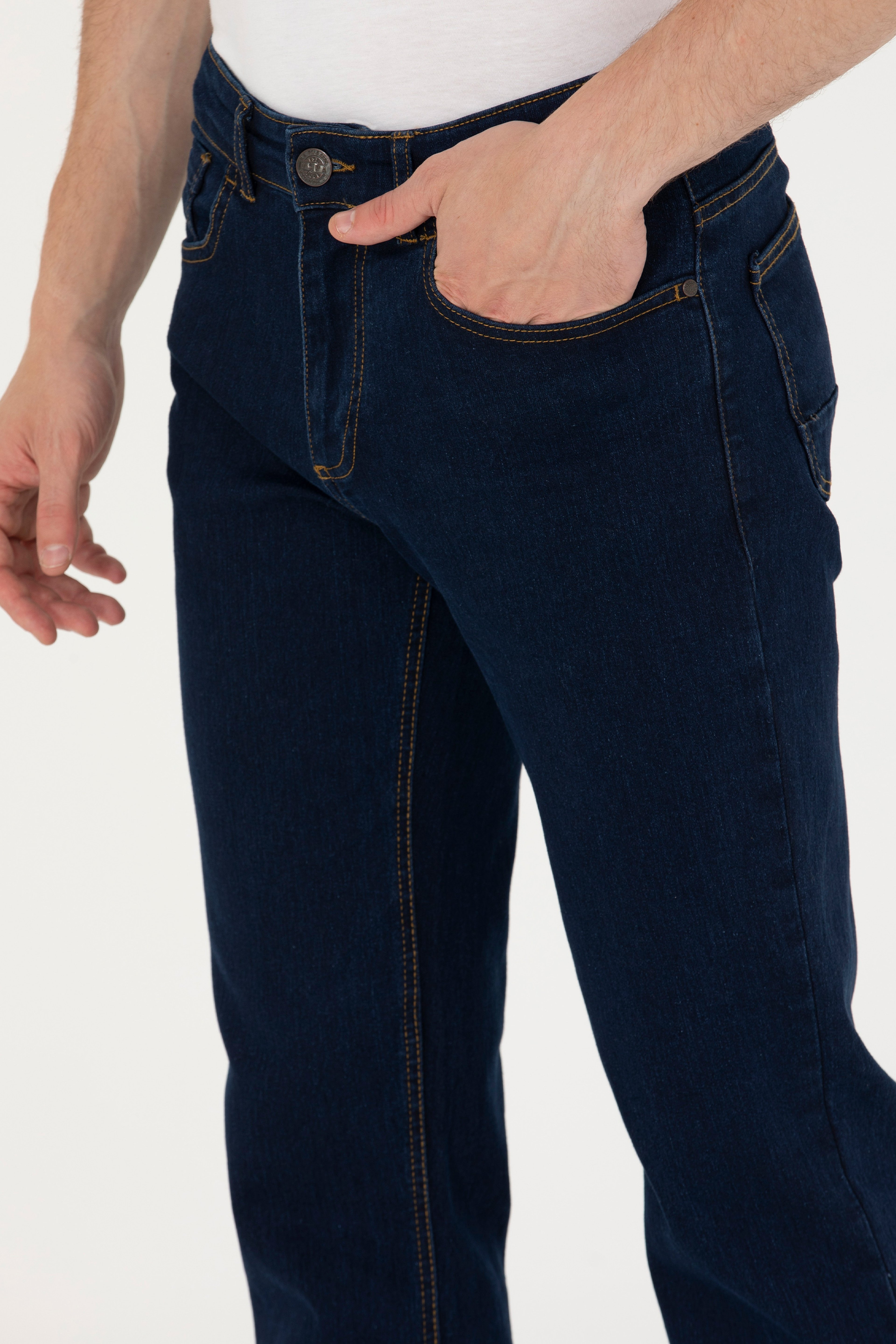 Erkek Lacivert Jean Pantolon - Image 6