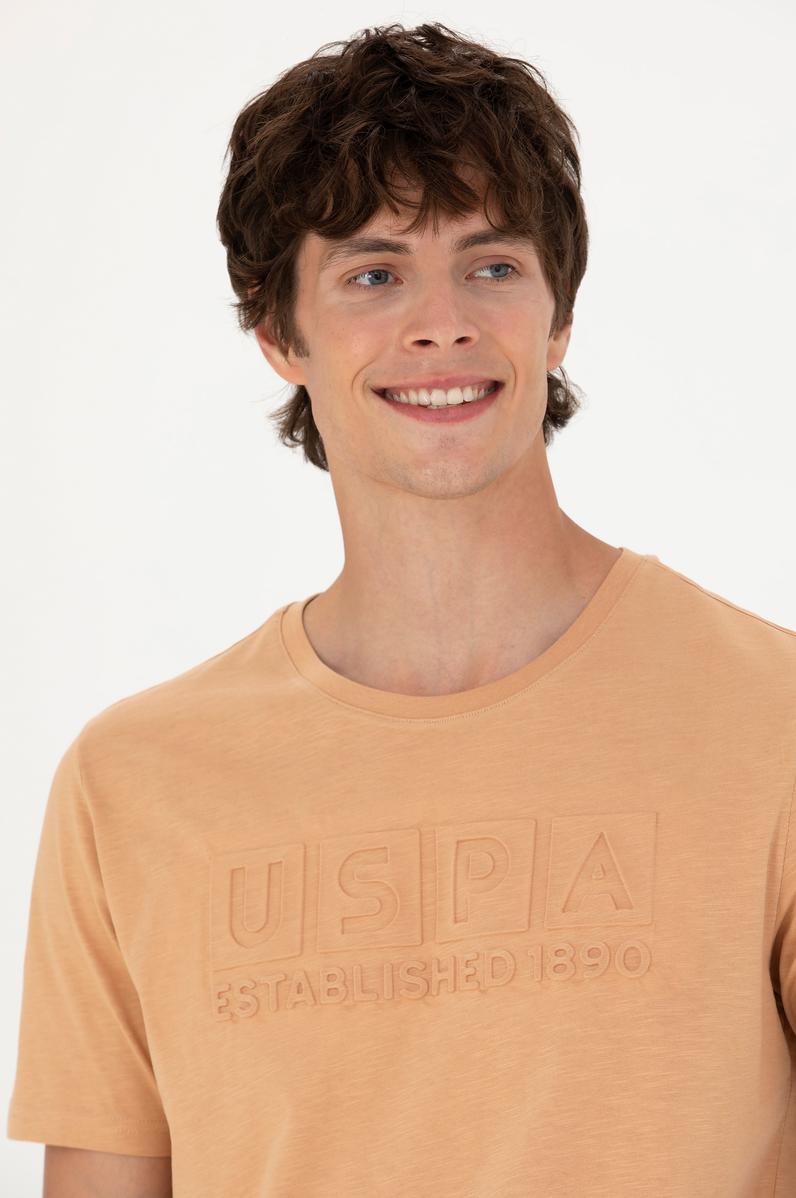 Erkek Regular Fit Bisiklet Yaka Camel Tişört