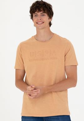 Erkek Regular Fit Bisiklet Yaka Camel Tişört - 50263480035