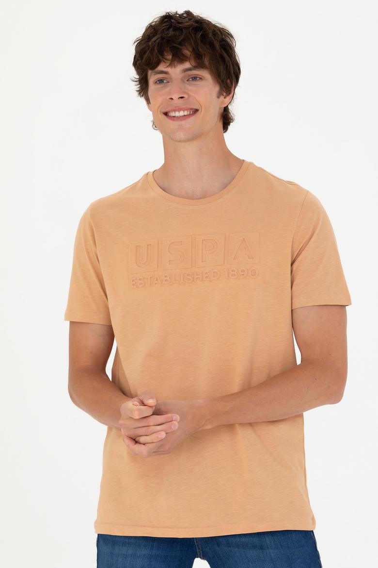 Erkek Regular Fit Bisiklet Yaka Camel Tişört