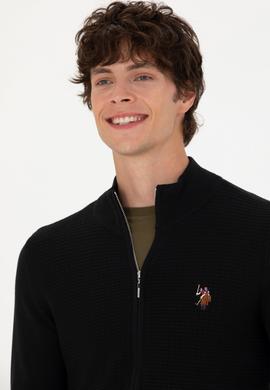 Erkek Siyah Basic Triko Hırka - 50268938012