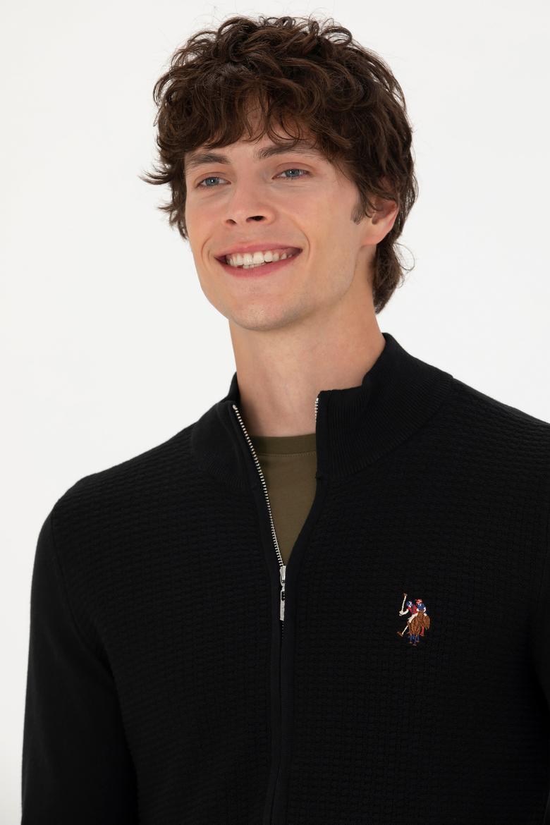 Erkek Siyah Basic Triko Hırka - 50268938012