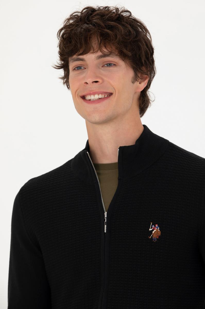 Erkek Siyah Basic Triko Hırka