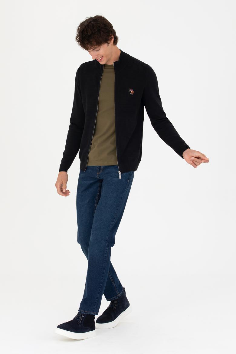 Erkek Siyah Basic Triko Hırka - 50268938012