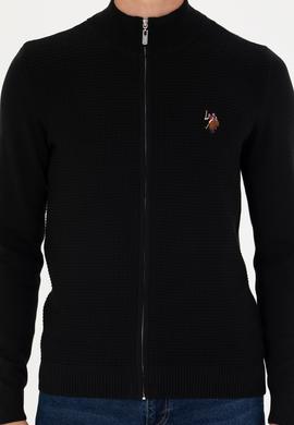 Erkek Siyah Basic Triko Hırka - 50268938012