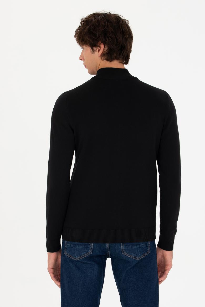 Erkek Siyah Basic Triko Hırka - 50268938012