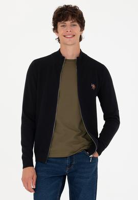 Erkek Siyah Basic Triko Hırka - 50268938012