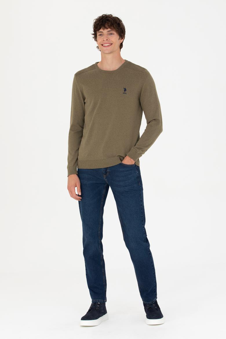 Erkek Haki Melanj Basic Kazak - 50269003135