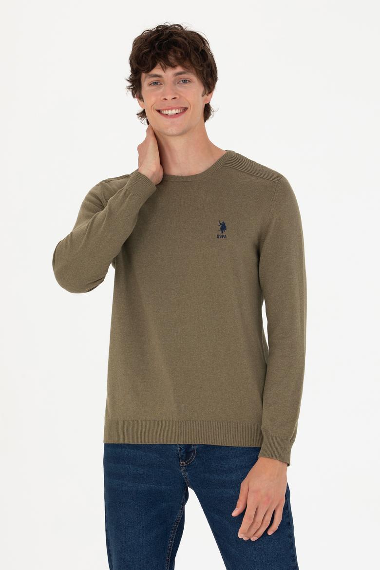 Erkek Haki Melanj Basic Kazak