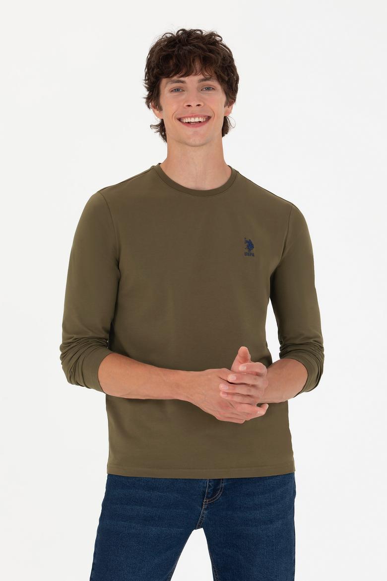 Erkek Haki Basic Sweatshirt