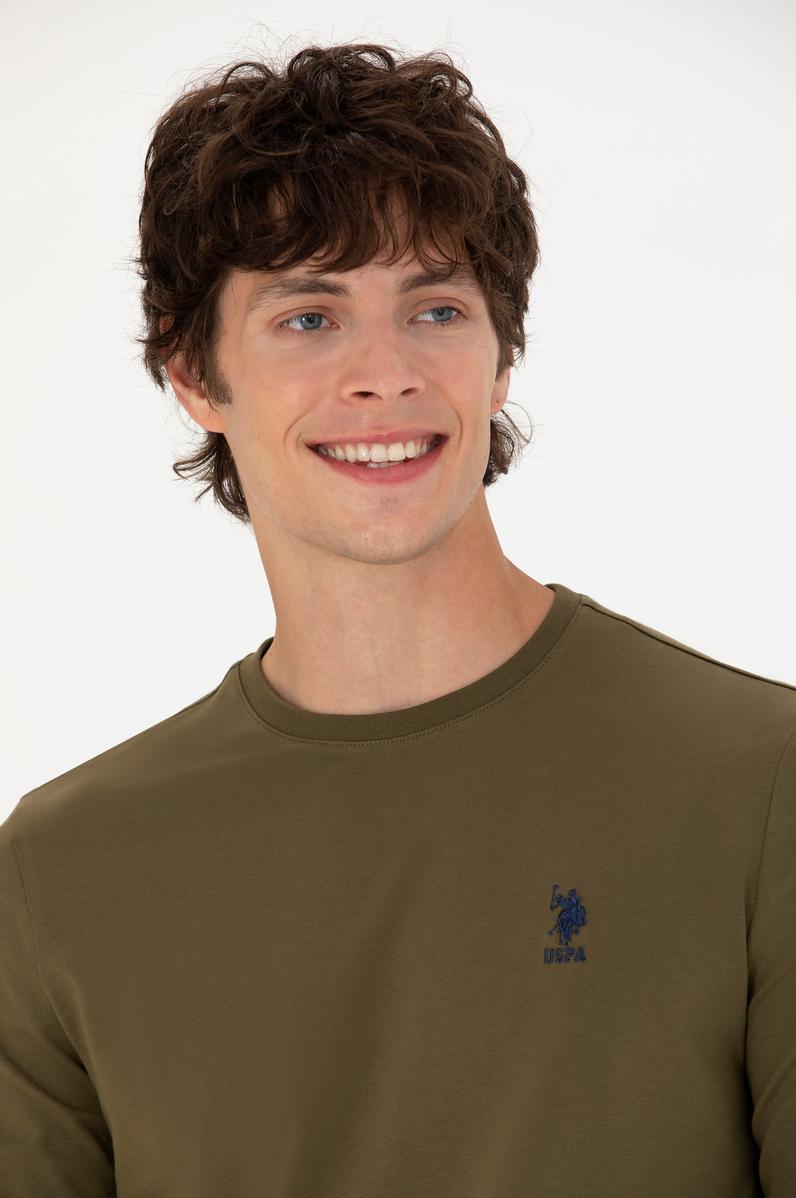 Erkek Haki Basic Sweatshirt