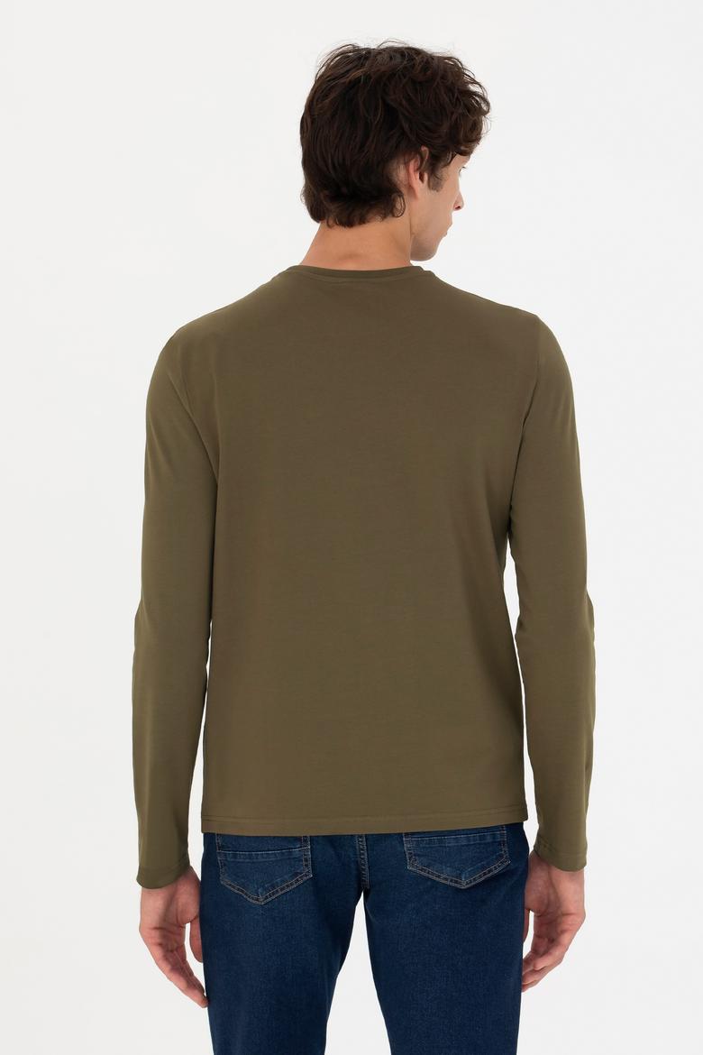 Erkek Haki Basic Sweatshirt - 50269393077
