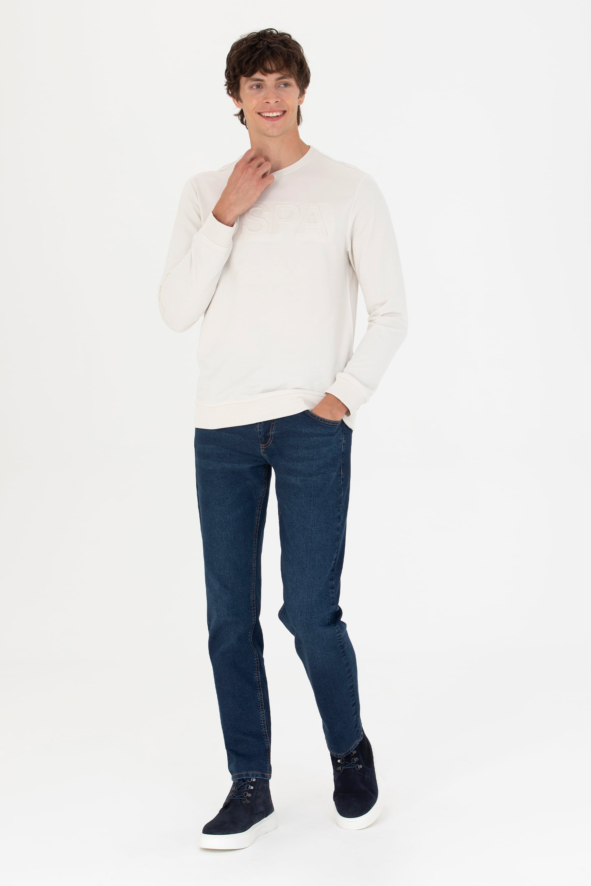 Erkek Taş Basic Sweatshirt - Image 4