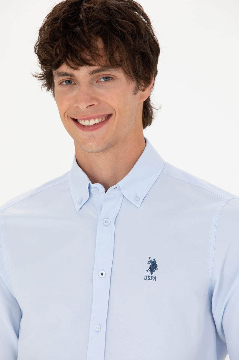 Erkek Açık Mavi Uzun Kollu Basic Gömlek