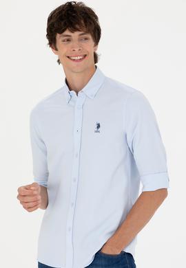 Erkek Açık Mavi Uzun Kollu Basic Gömlek - 50271269013