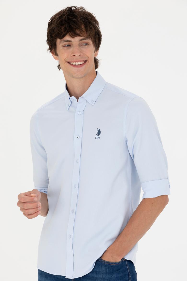 Erkek Açık Mavi Uzun Kollu Basic Gömlek