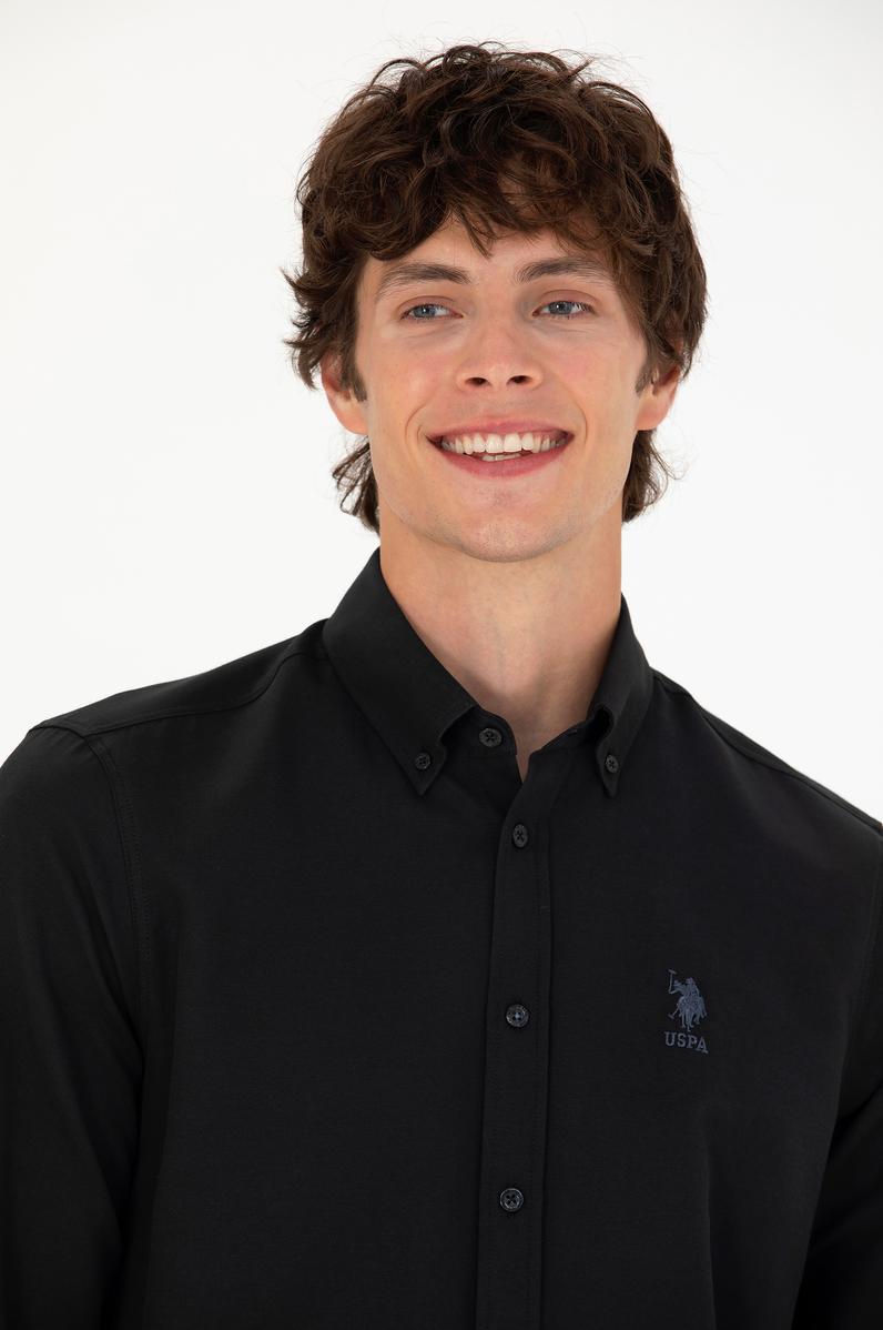 Erkek Siyah Uzun Kollu Basic Gömlek