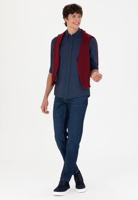 Erkek Lacivert Uzun Kollu Basic Gömlek - 50271269029