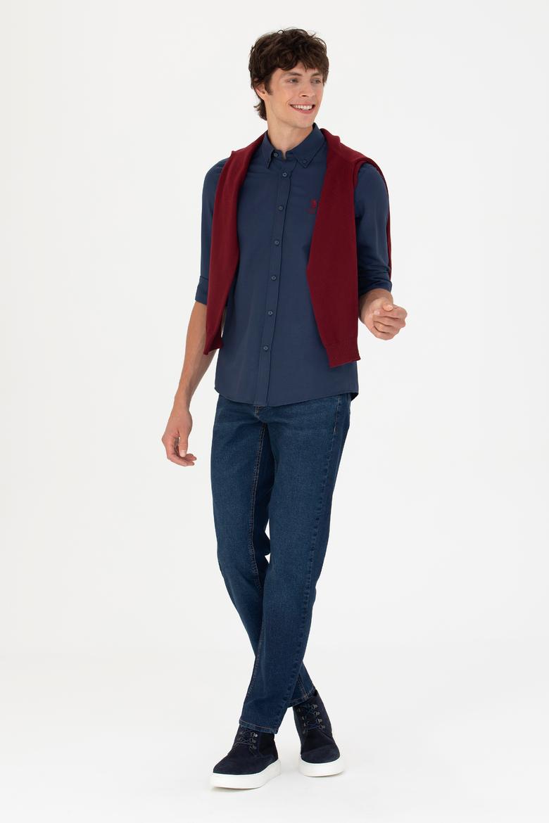 Erkek Lacivert Uzun Kollu Basic Gömlek - 50271269029