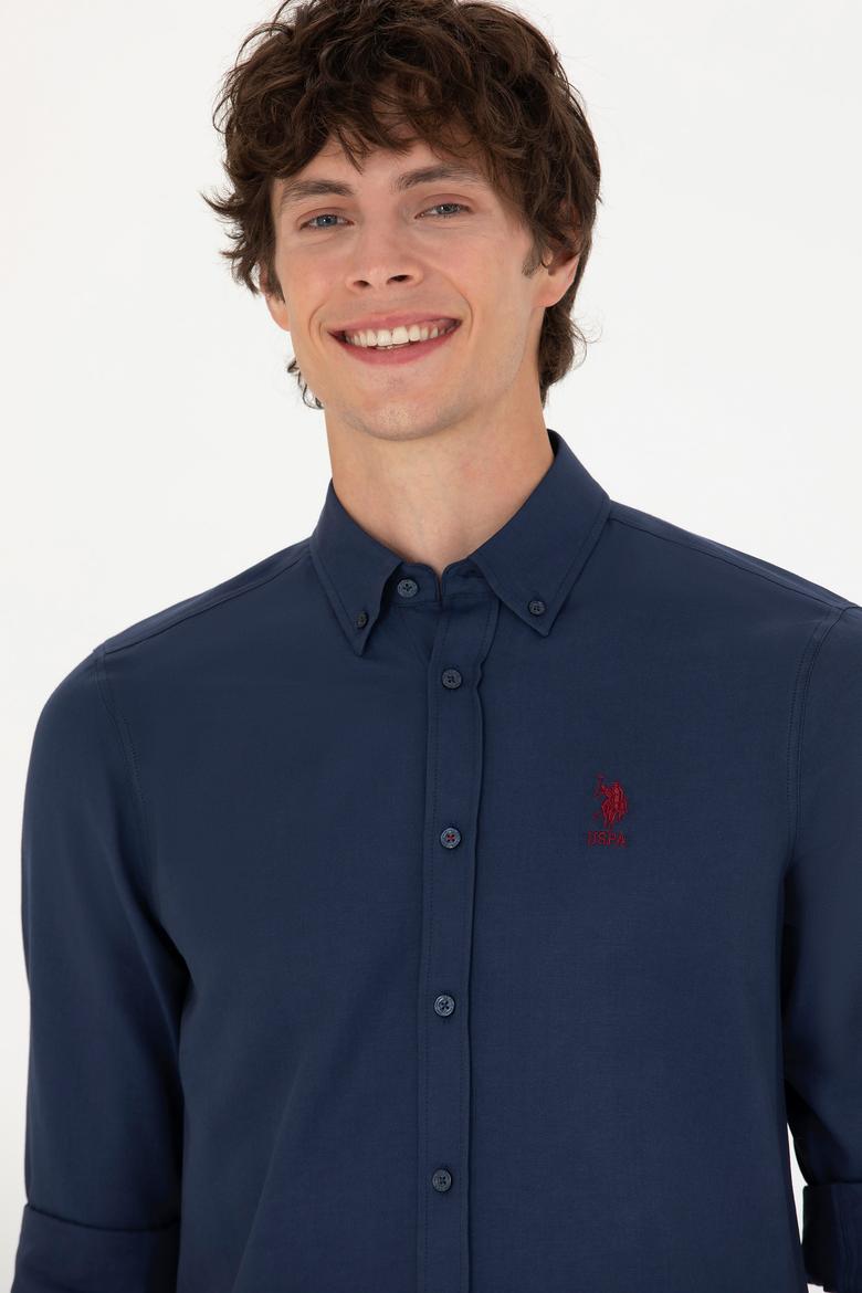 Erkek Lacivert Uzun Kollu Basic Gömlek - 50271269029