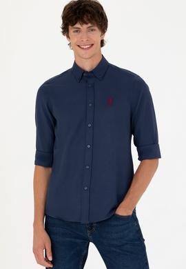 Erkek Lacivert Uzun Kollu Basic Gömlek - 50271269029