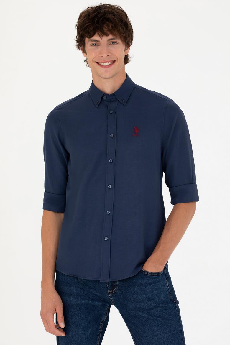 Erkek Lacivert Uzun Kollu Basic Gömlek - 50271269029