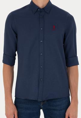 Erkek Lacivert Uzun Kollu Basic Gömlek - 50271269029