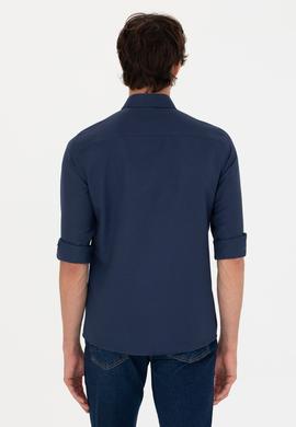 Erkek Lacivert Uzun Kollu Basic Gömlek - 50271269029