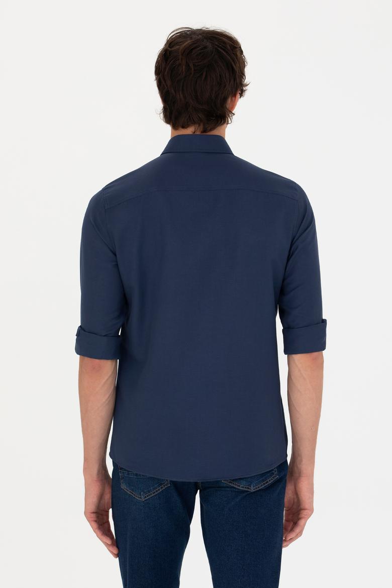 Erkek Lacivert Uzun Kollu Basic Gömlek - 50271269029