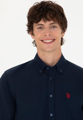 Erkek Lacivert Uzun Kollu Basic Gömlek - 50271291024