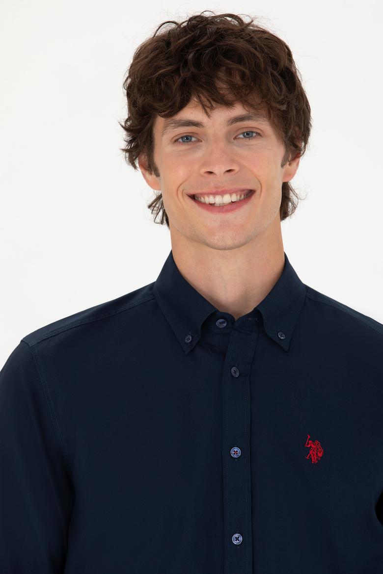 Erkek Lacivert Uzun Kollu Basic Gömlek - 50271291024