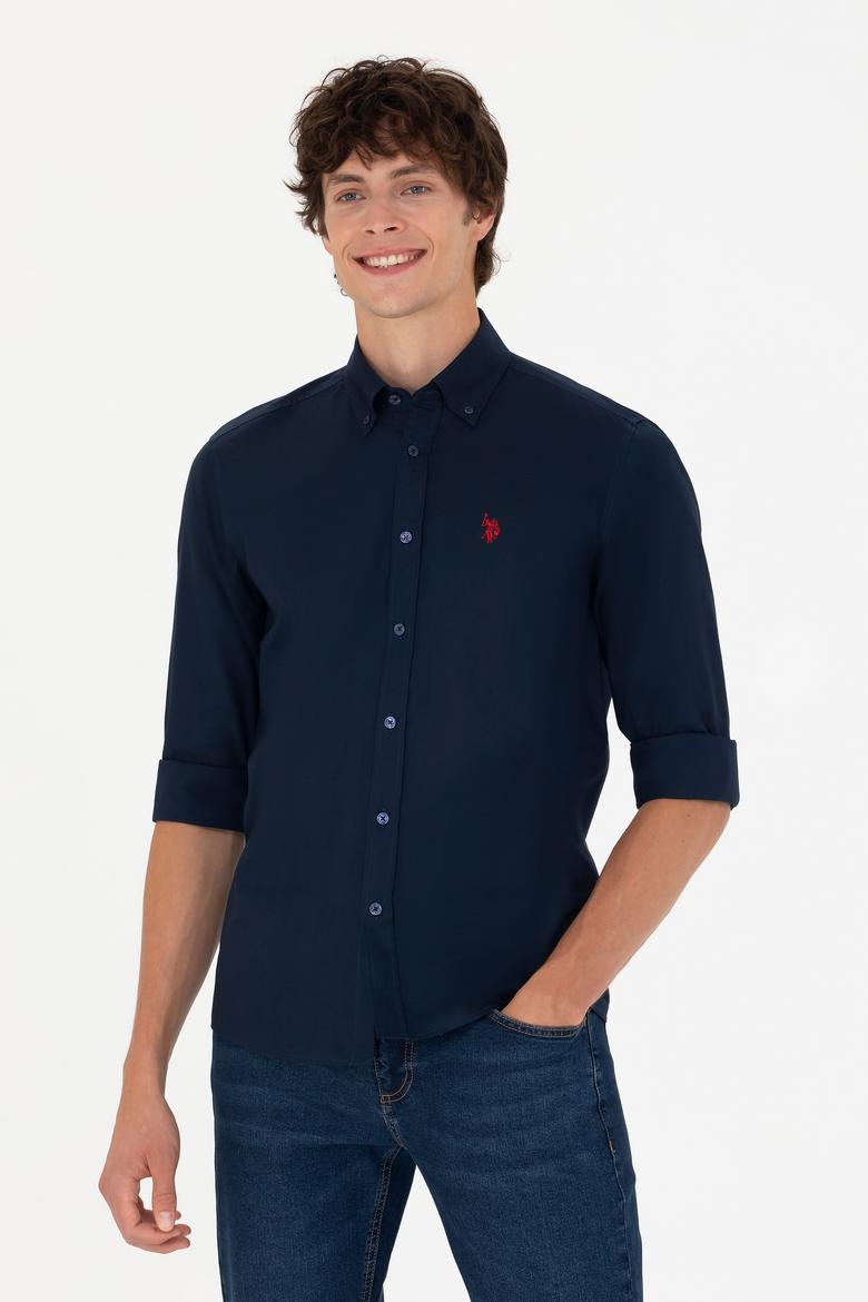 Erkek Lacivert Uzun Kollu Basic Gömlek - 50271291024