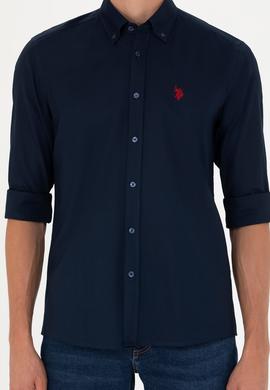 Erkek Lacivert Uzun Kollu Basic Gömlek - 50271291024