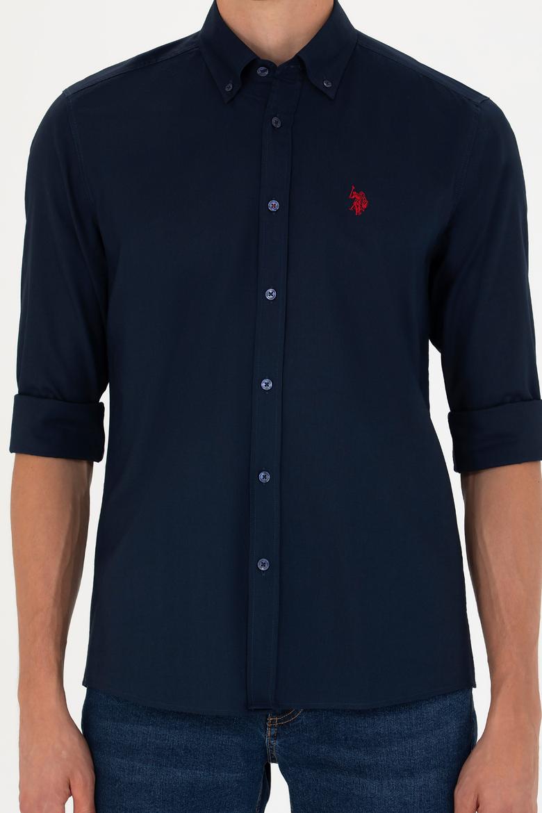 Erkek Lacivert Uzun Kollu Basic Gömlek - 50271291024