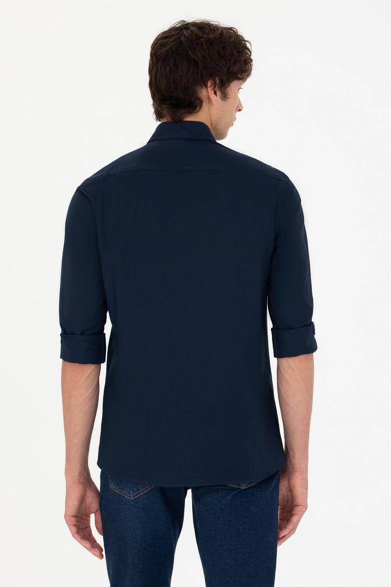 Erkek Lacivert Uzun Kollu Basic Gömlek - 50271279024