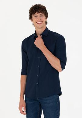 Erkek Lacivert Uzun Kollu Basic Gömlek - 50271279024