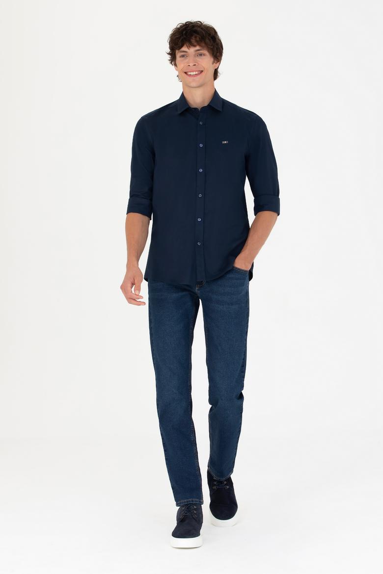 Erkek Lacivert Uzun Kollu Basic Gömlek - 50271279024