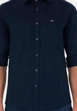 Erkek Lacivert Uzun Kollu Basic Gömlek - 50271279024