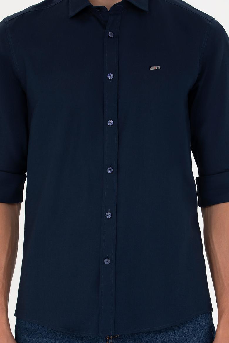 Erkek Lacivert Uzun Kollu Basic Gömlek - 50271279024