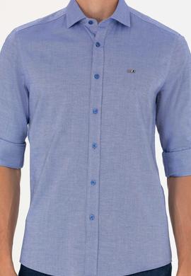 Erkek Saks Uzun Kollu Basic Gömlek - 50271279136