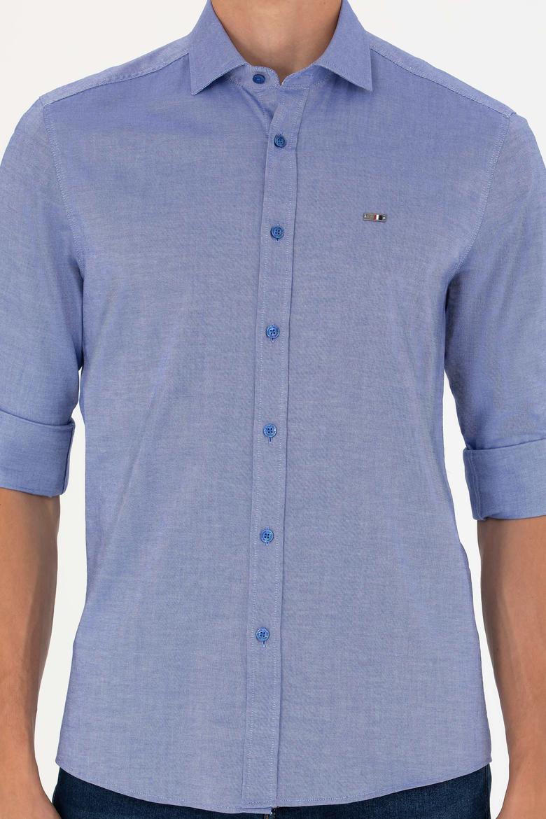 Erkek Saks Uzun Kollu Basic Gömlek - 50271279136